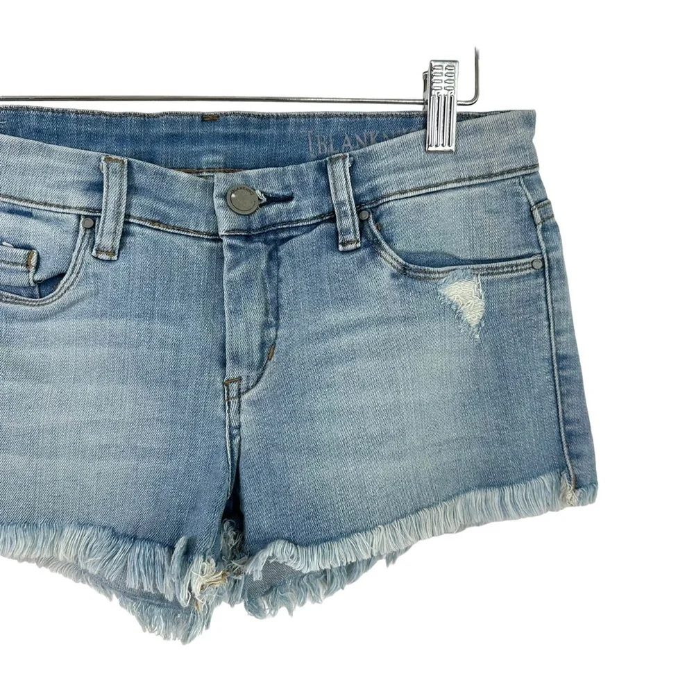 Blank NYC Womens Denim Cutoff Shorts Sz 25 Blue Frayed Hem Distress Booty Shorts